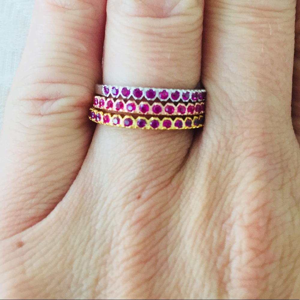 Ruby colored stacking rings